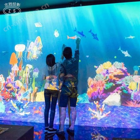 3D5D立体新款光影墙面投影 商场水族馆地面儿童游戏投影 沉浸式绘画画鱼投影设备厂家