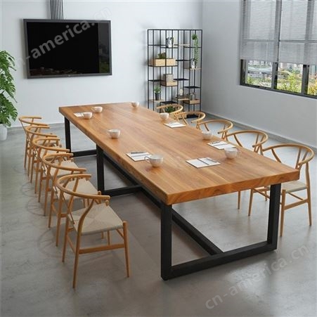板式会议桌 现代长条会议桌 办公室会议桌 时尚简约 青岛世景家具