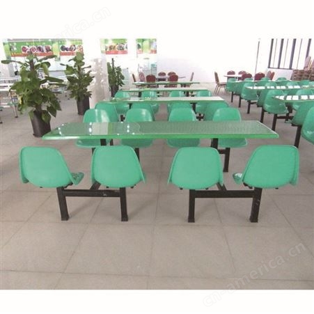 玻璃钢FY-M33八人位食堂靠背餐桌 快餐台户外餐桌椅