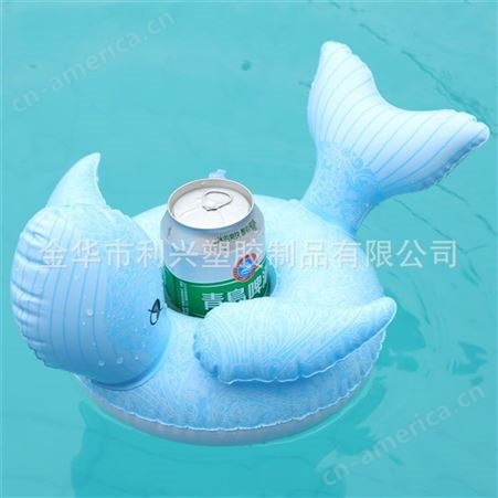 新款充气鲸鱼杯座 PVC充气杯座 水上充气杯座玩具