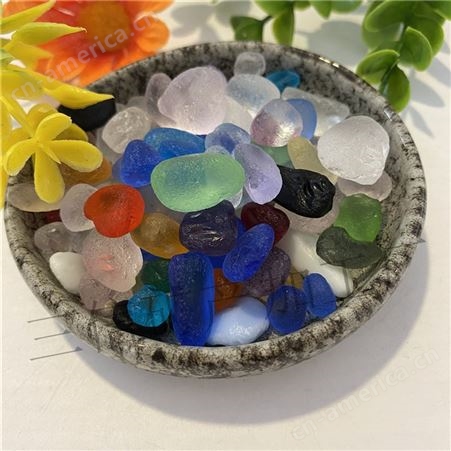 糖果石水族装饰造景磨砂玻璃彩色小石子 儿童DIY不规则彩色糖果石