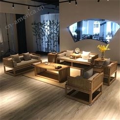 新中式沙发 中式实木沙发组合 现代简约禅意小户型客厅家具 可定制