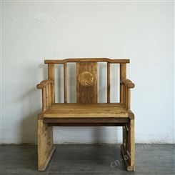 中式老榆木主人椅 实木靠背椅太师椅 仿古禅意打坐扶手椅圈椅茶桌椅 可定做