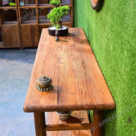 中式老榆木玄关台 实木民宿玄关桌子 靠墙复古原木条案供桌佛台家用 可定做