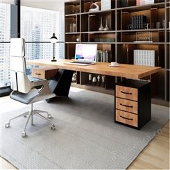 办公桌椅组合简约 现代实木大班台 总裁办公室家具新中式老板桌 可定做