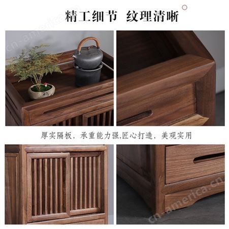 新中式实木茶水柜 烧水柜白蜡木 现代简约客厅茶边柜茶台小柜子 可定做