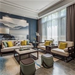 新中式轻奢沙发123组合 现代禅意客厅别墅样板房 酒店实木家具定制 可定做