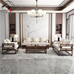 新中式全实木沙发白蜡木 意式轻奢风现代简约布艺大户型客厅组合 可定做