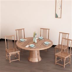 新中式餐桌椅组合 转盘圆桌现代简约 轻奢白蜡木小户型餐厅家具桌子 可定做